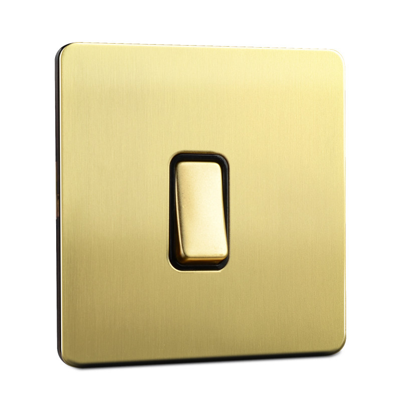 欧式轻奢风按钮开关面板个性复古开关金属拉丝黄铜86型墙壁插座