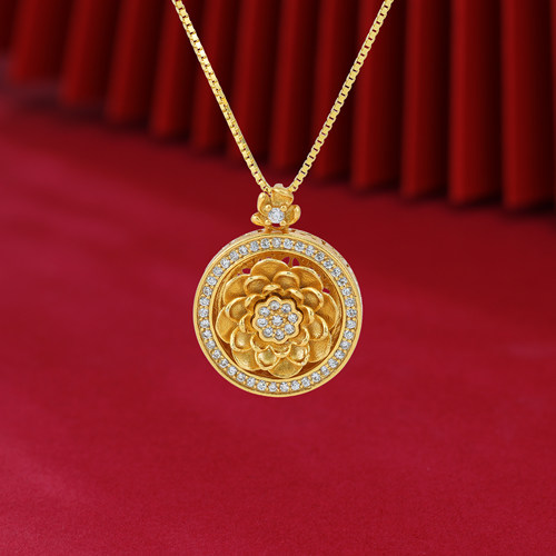 HEHM新款S925纯银牡丹花罗盘吊坠