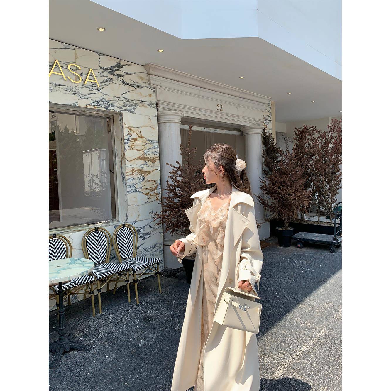 NMIOK 复古英伦风长款风衣外套女2025早春高级感小个子气质大衣