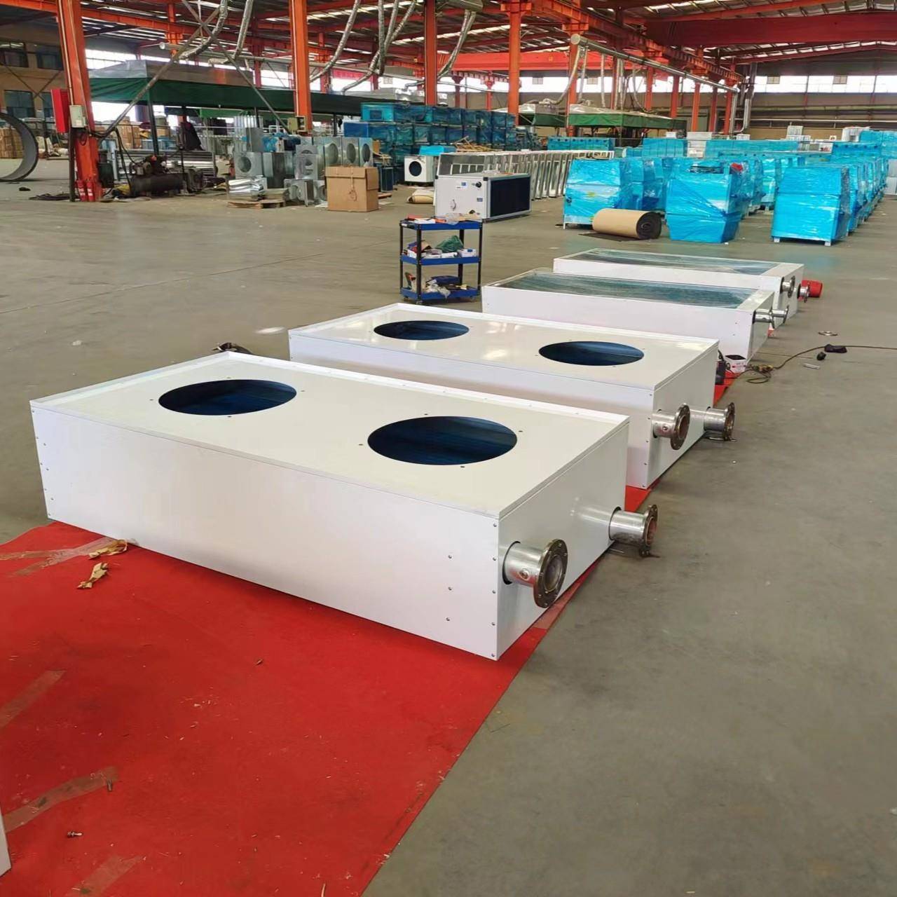 推荐大型工业换热器新款铜管水温暖风机冷暖两用空气能末端散热器