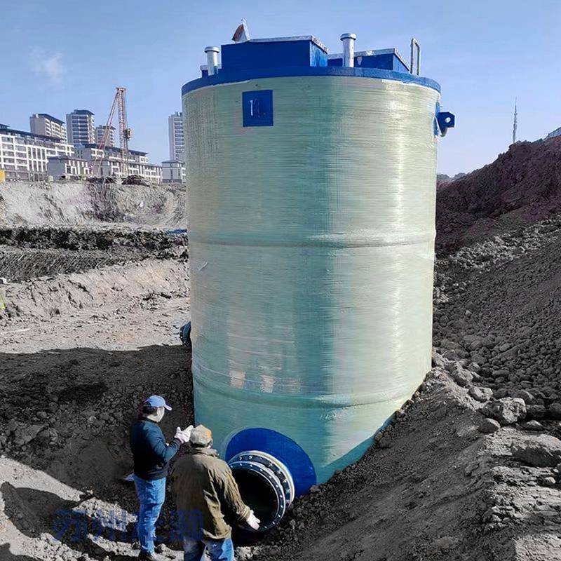 一体化泵站地埋式安装玻璃钢GRP缠绕筒体雨污水提升泵站