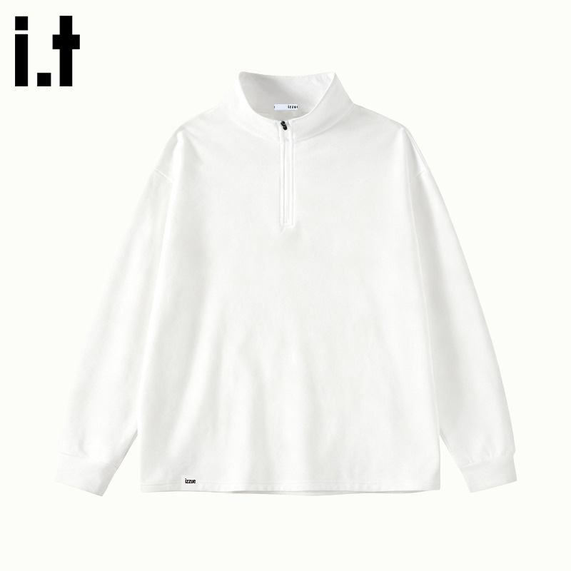 itizzue男半拉链双面绒立领长袖