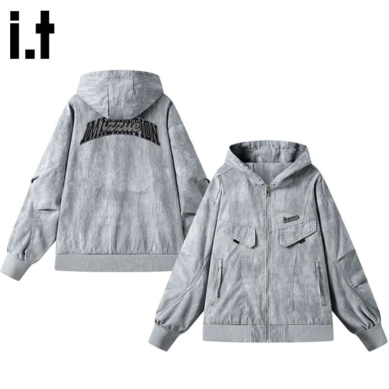 itizzue复古水洗连帽夹克外套男