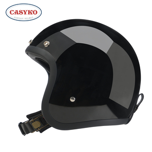 CASYKO咖士科摩托车复古头盔巡航四分之三玻璃钢机车半盔男女冬季