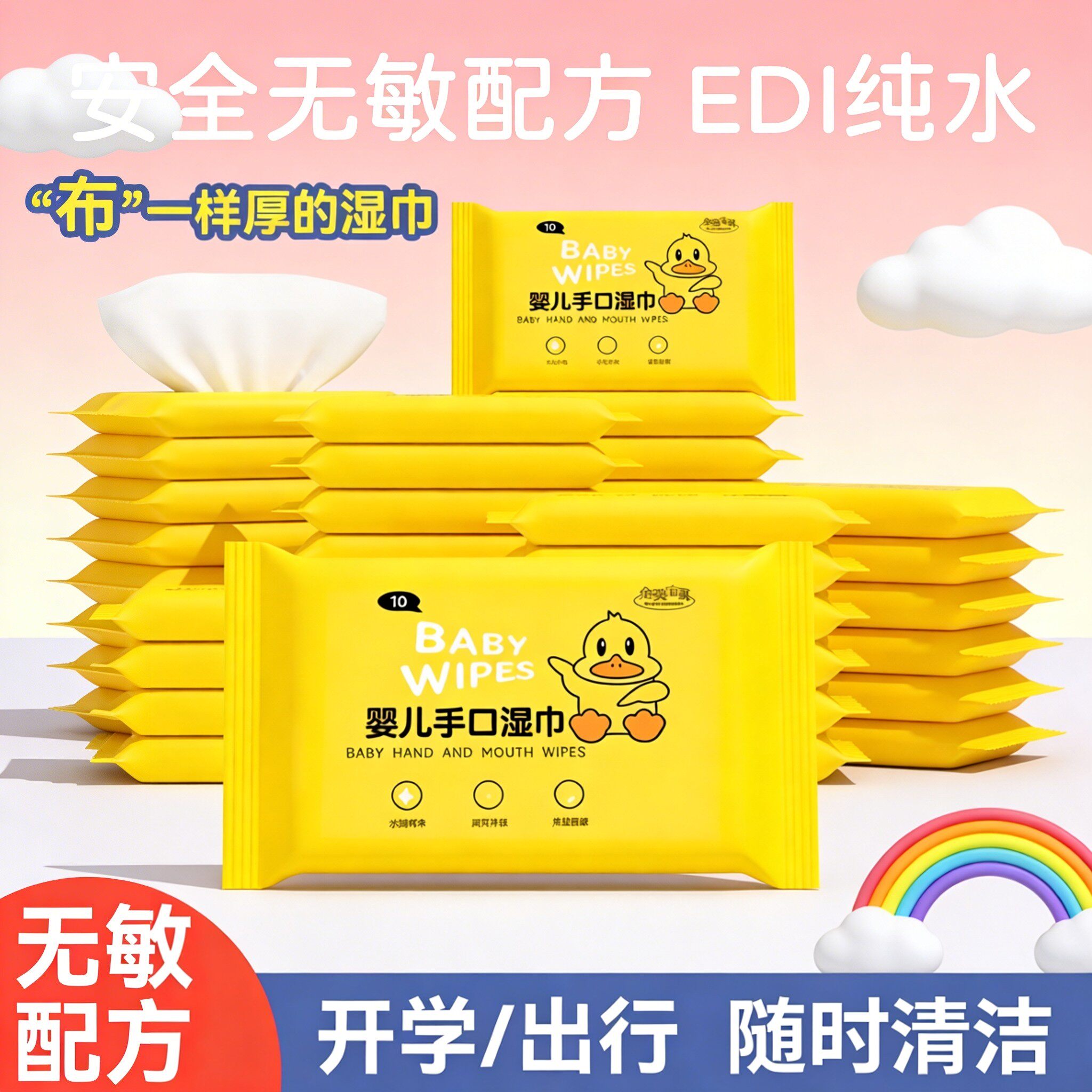 婴儿小包湿巾即用即取不占空间家庭实惠装无添加温和小包湿巾