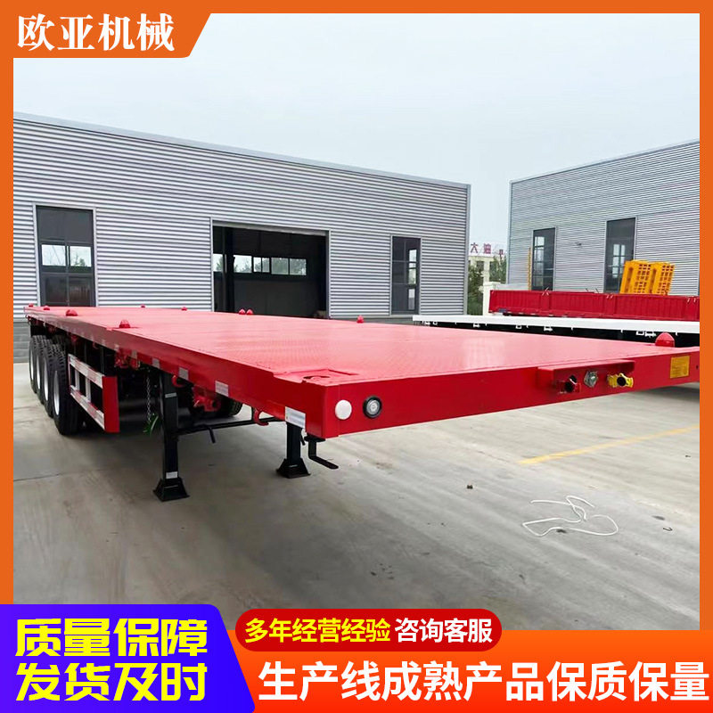 跨境工厂40尺集装箱运输车跨境海运平板拖车外贸集装箱转运平板车