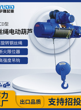 宇雕CD钢丝绳电动葫芦龙门吊行车吊机2t/3/5/10吨6米380V电动葫芦