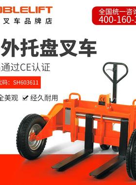 手动户外搬运车托盘叉车橡胶轮胎叉车装卸车地牛RTT系列1.2吨
