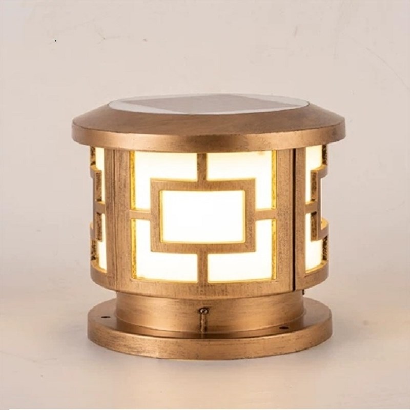 圆形太阳能e柱头灯防水户外庭院灯家用室外门柱灯别墅大门围墙灯