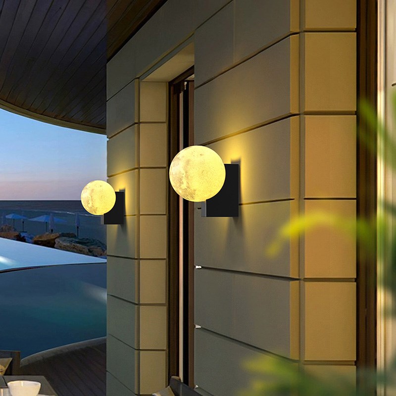 户外防水感应壁灯别墅p庭院过道星球灯花园阳台圆球灯室外月球壁