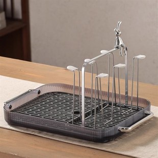 新款水杯架沥水杯子架q子收纳置物架玻璃放水杯倒挂架茶杯架带托