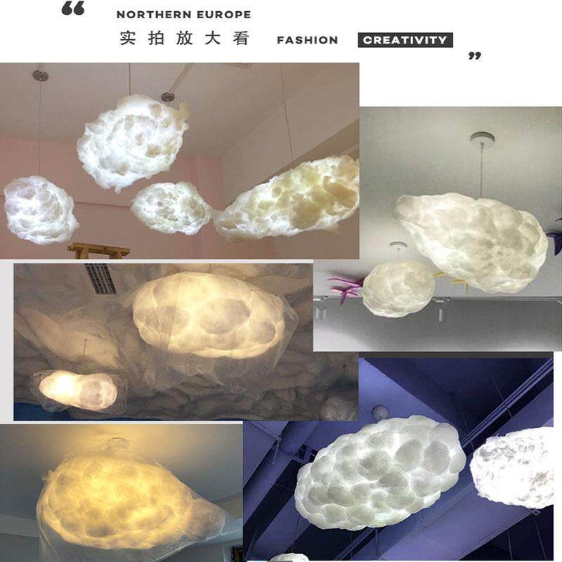 网红吊灯卧室创意个性服装店商场酒店工程餐厅棉花灯北欧云朵灯饰