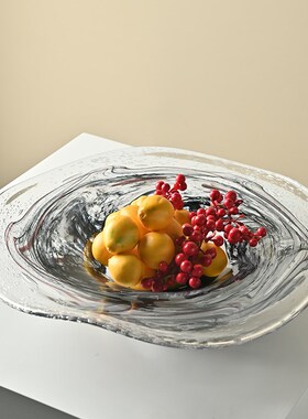 轻奢高级感水晶玻璃果盘家用客厅茶几样板间餐桌果盘大号2.024新