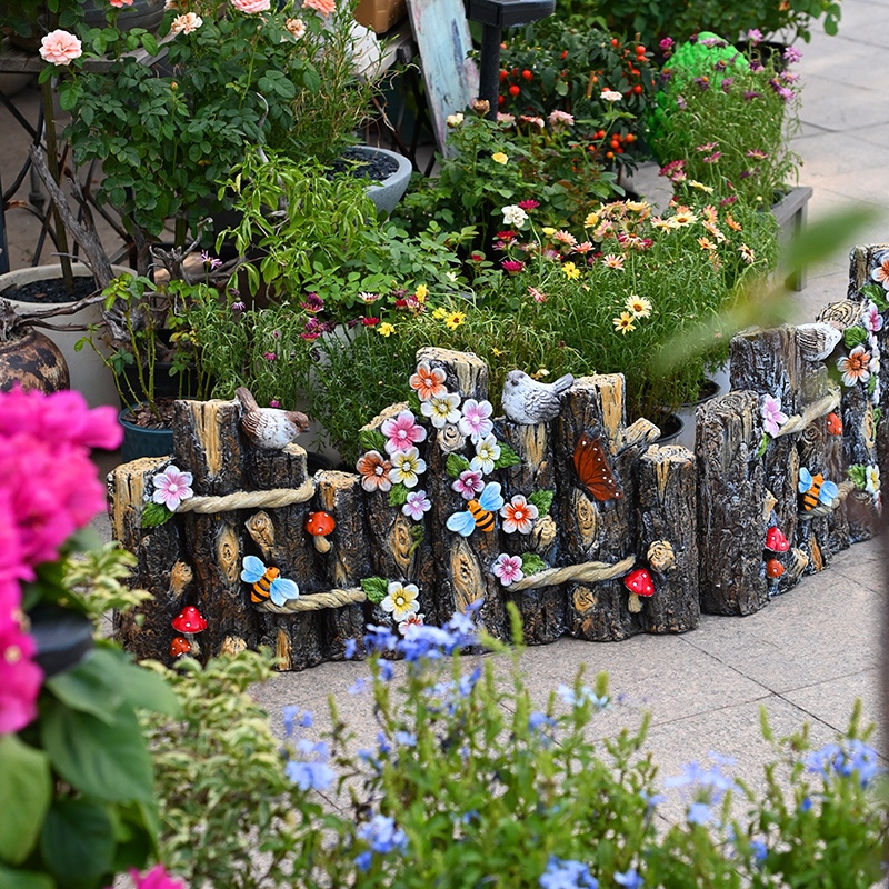 户外仿树桩栅栏摆件落地阳台墙壁围栏花园小篱笆草坪围Y栏隔断护