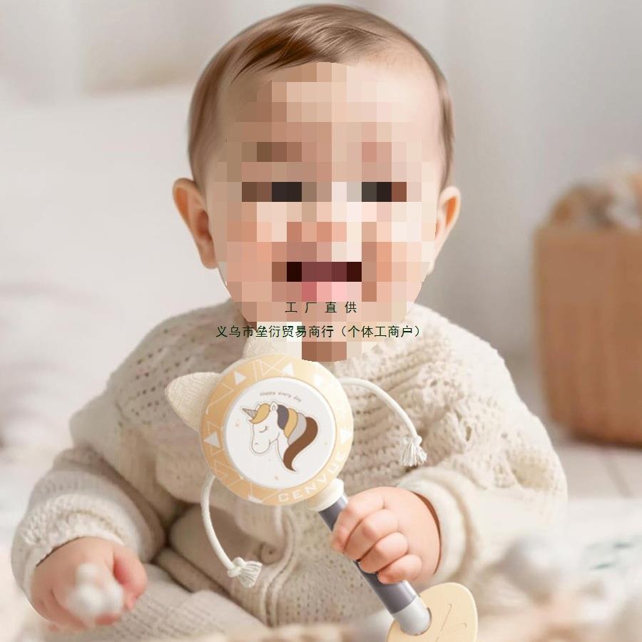 德国拨浪鼓婴儿可啃咬儿童新生幼儿手摇鼓宝宝摇铃玩具绢花其他