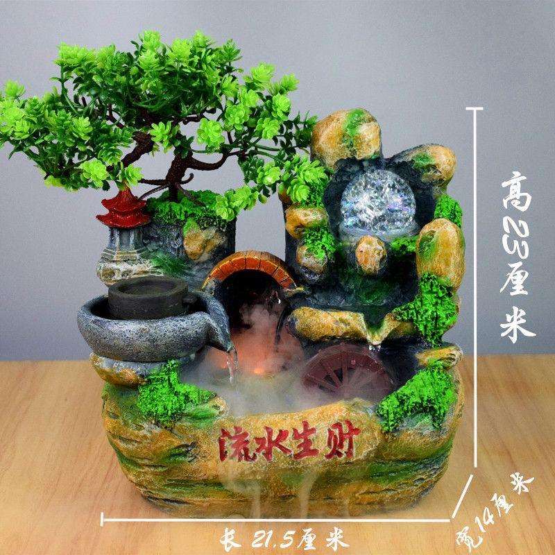 流水假山喷泉风水轮办公室茶桌面小前台收银台摆件开业