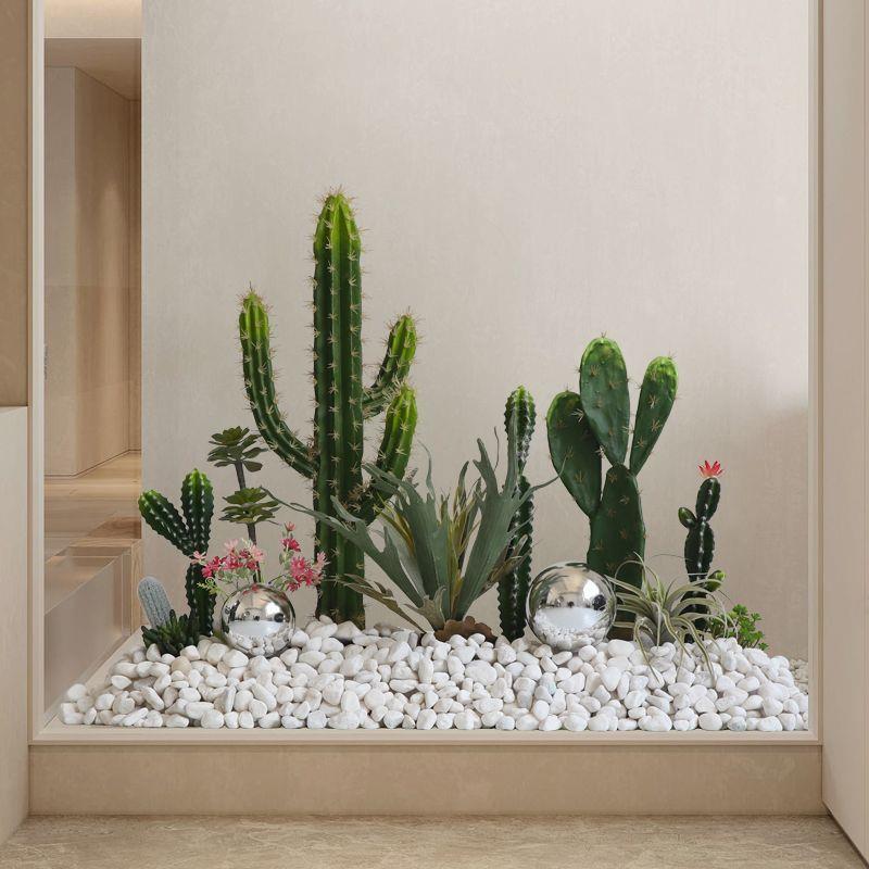 仿真仙人掌造景球形热带植物盆栽橱窗楼梯下室内大型景观装饰摆件