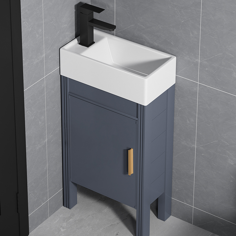 小户型落地式陶瓷洗手盆防水浴室柜组合免打孔卫生间挂Z墙式洗漱