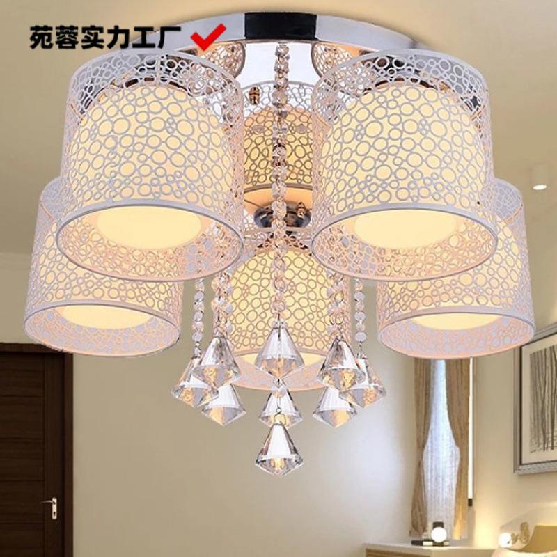 主卧室灯温馨led吸顶灯具遥控客厅灯轻奢网红水晶吊灯家用高级感