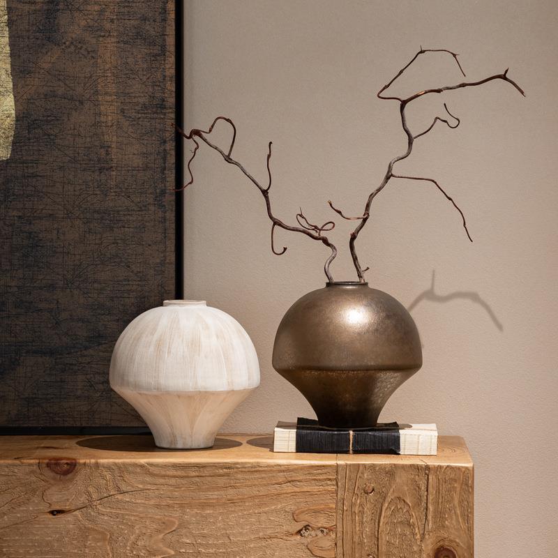 艺贝子 高级感小众日式陶瓷花瓶创意复古软装饰品客厅玄关桌面摆