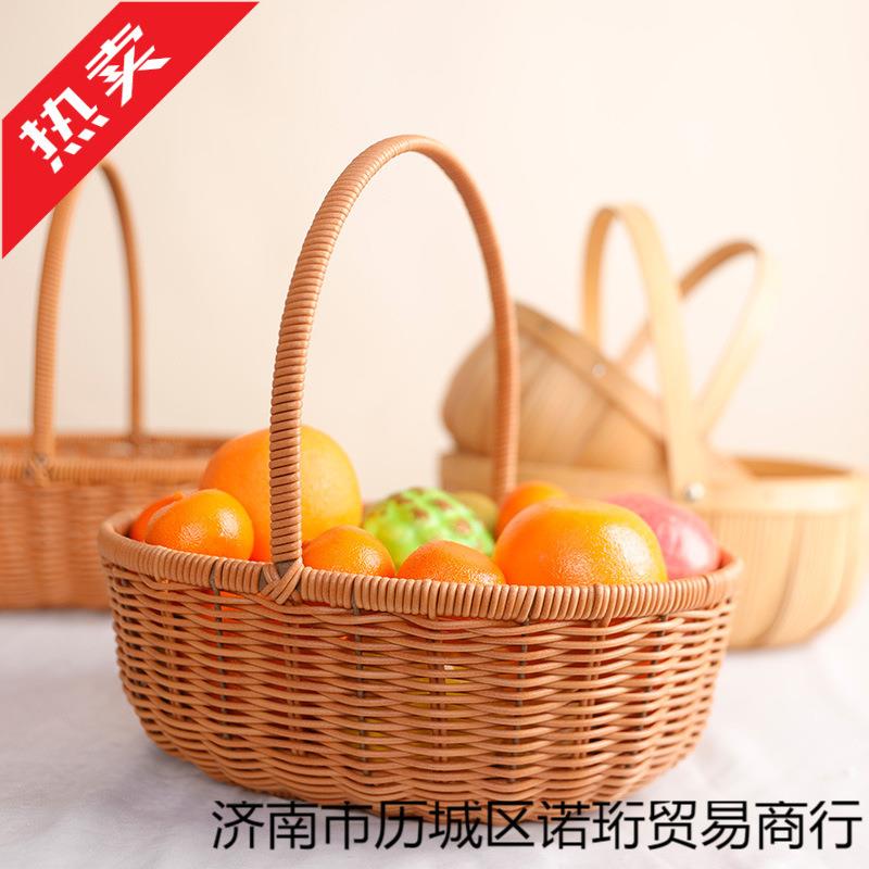 买鸡蛋购物篮花篮装菜篮子水果野餐篮拜拜藤篮送礼手提篮手工编织