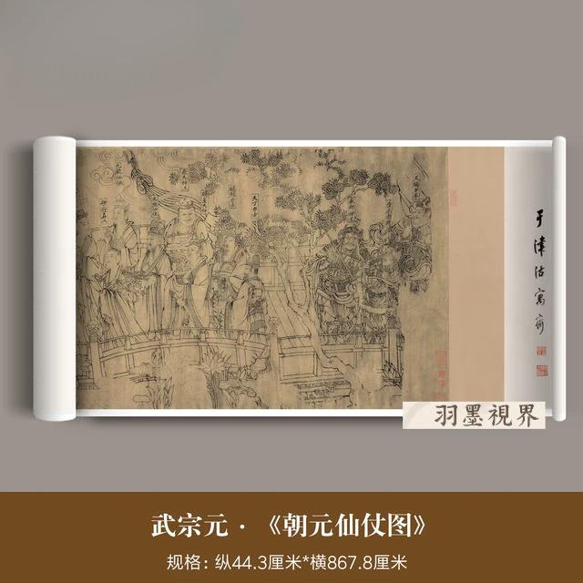 北宋武宗元《朝元仙仗图》白描人物中国画线稿高清微喷复制品长卷