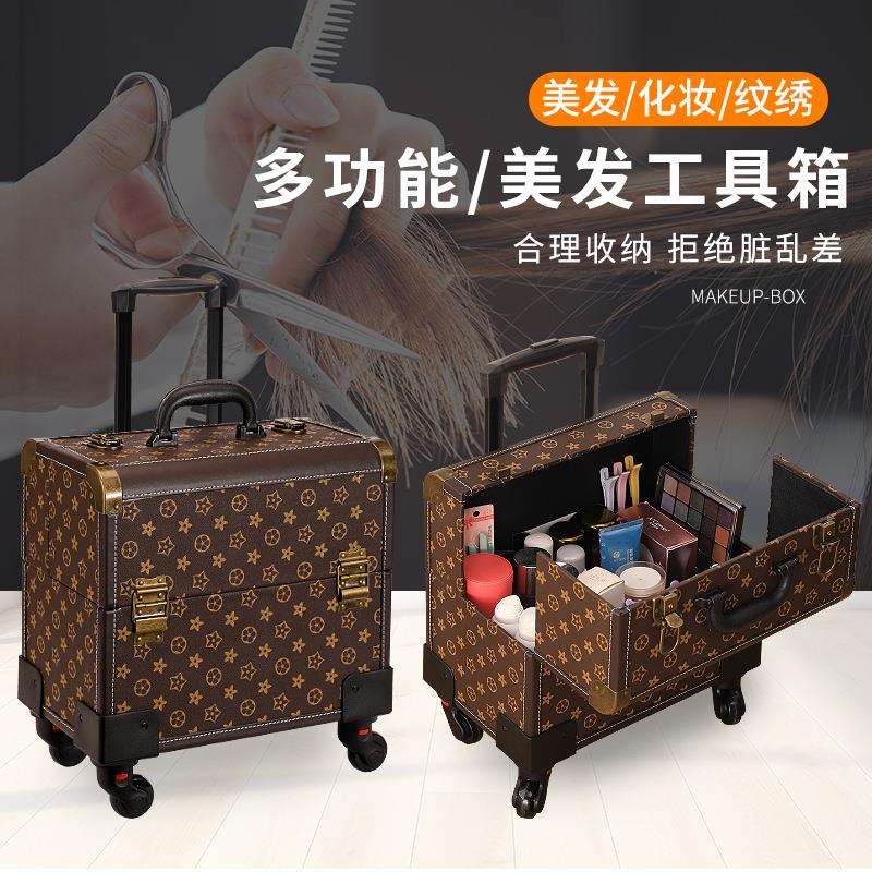 美发工具箱拉杆美发工箱发型师专用理发油头新款复古多功能大容量