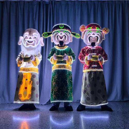 LED发光卡通人偶服装福禄寿人偶服巡游财神吉祥物公仔表演舞台