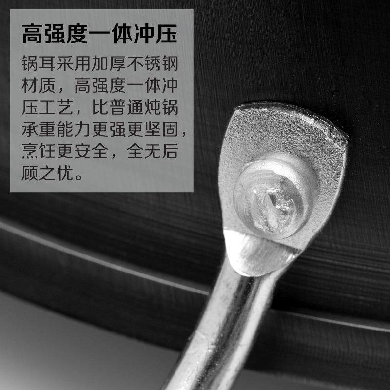 2F双耳炒锅纯生铁锅双耳大锅铸铁锅平底炒锅无涂层不粘锅电磁炉用