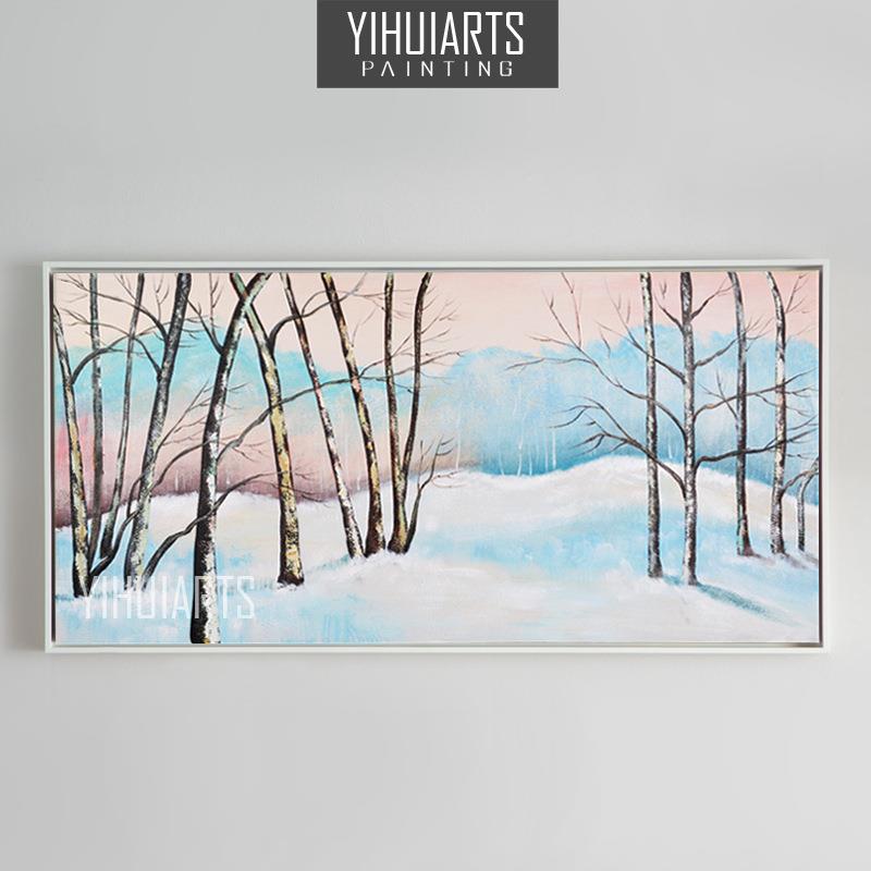 现代风景油画客厅手绘装饰画高档玄关有框画简约家居卧室床头挂画