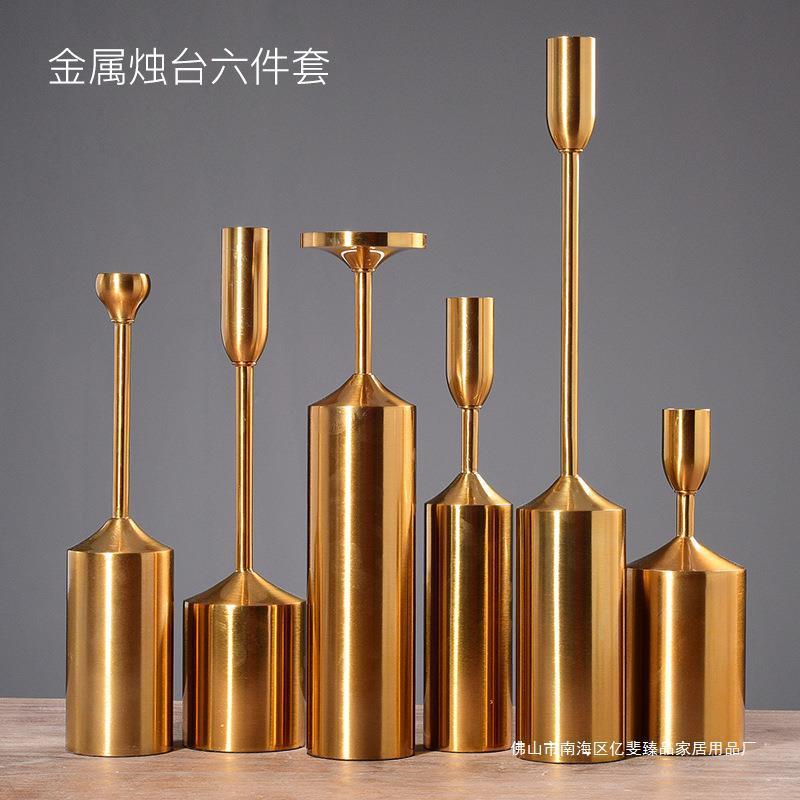 欧式 烛台6件套 金属电镀 婚庆道具烛台 家居软装 工艺品 摆件