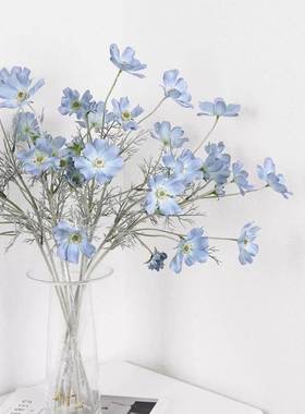 蓝色人造花宇宙人造花格桑花小花束客厅家居装饰装饰品花卉摄影道