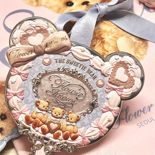 花知晓甜心小熊手持化妆镜子