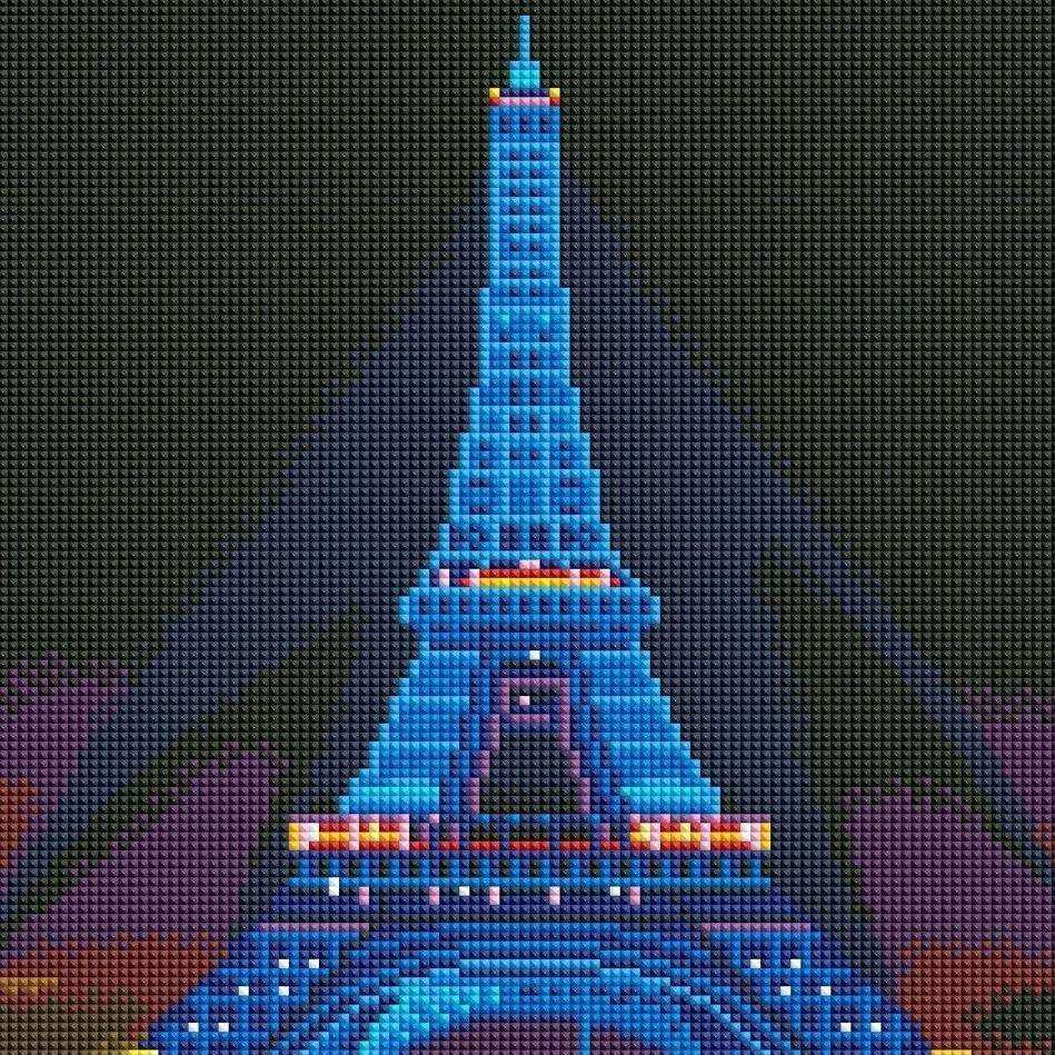 新款LED钻石画带框发光画埃菲尔铁塔装饰画LED3003