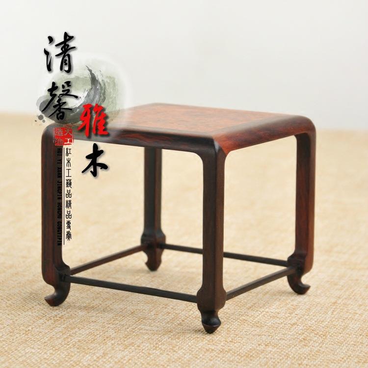 红酸枝瘿瘤明式正方微型小盆景几架茶壶木雕摆件玉器文玩底座