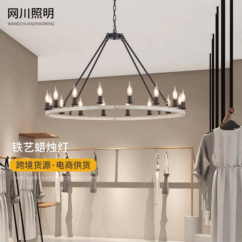 跨境loft工业风酒吧餐厅客厅灯蜡烛铁艺灯具工业复古美式吊灯
