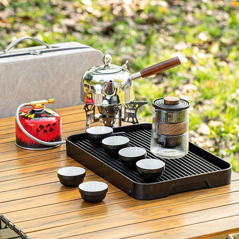 户外茶具套装便携露营煮茶壶野外泡茶带烧水炉具随车旅行喝茶装备