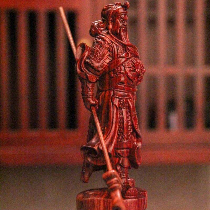 血檀血檀木雕武关公木雕刻摆件根雕工艺品摆件