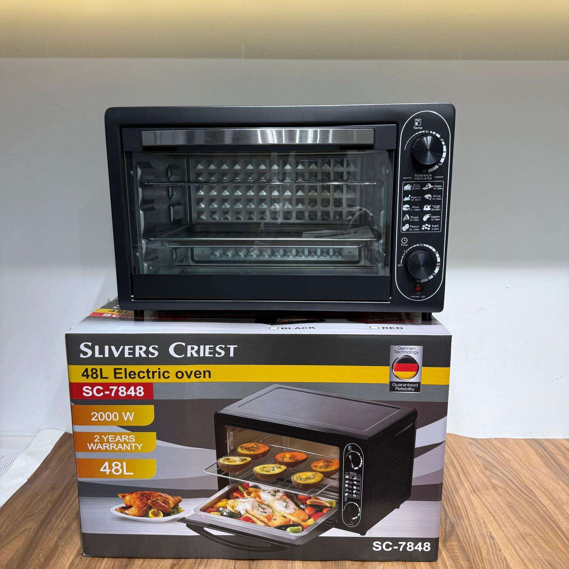 外贸出口大容量电烤箱家用双层卧式镜面烤箱Oven 48L烘培烤箱跨境