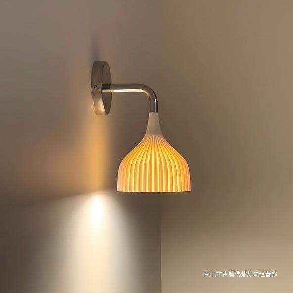 法式中古卧室床头壁灯LED简约复古创意拉线壁灯矮款走廊过道灯具