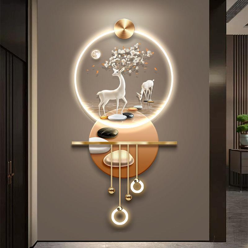 玄关入户门装饰画新款高端led壁灯画走廊尽头轻奢高级感立体挂画
