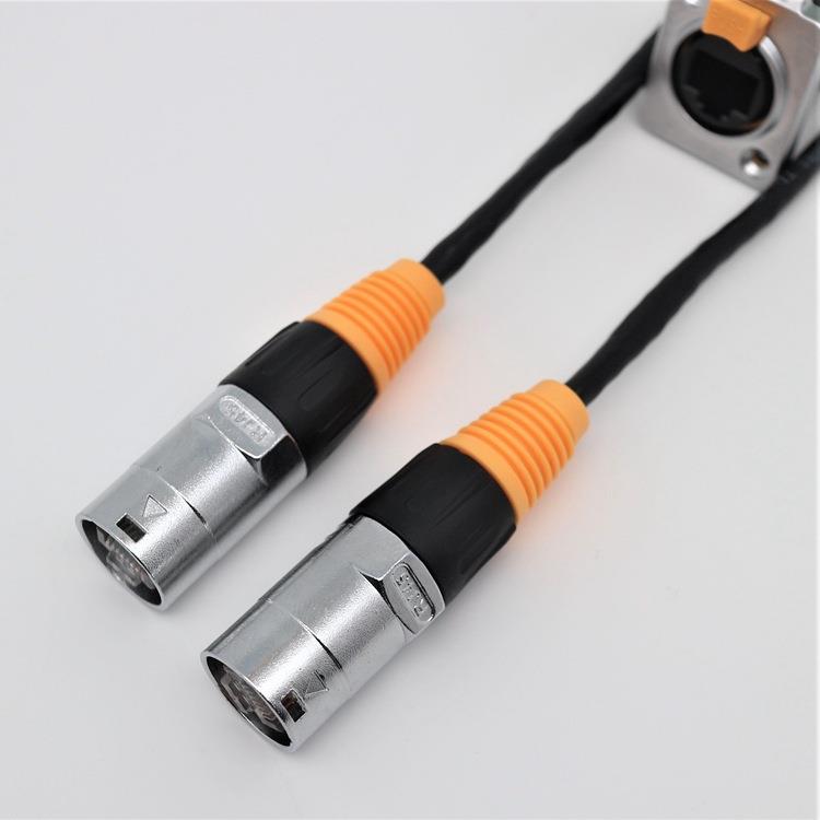 RJ45网络连接器 双网口带pin针防水母座 户外信号防水连接器