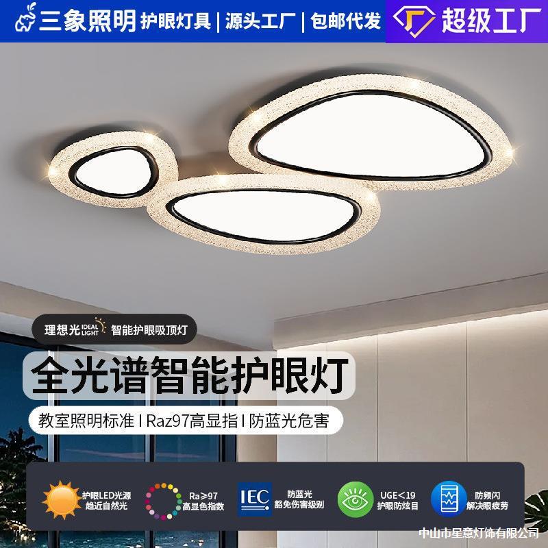 灯先生鹅卵石吸顶灯现代简约轻奢大气2025新款客厅主灯中山灯具