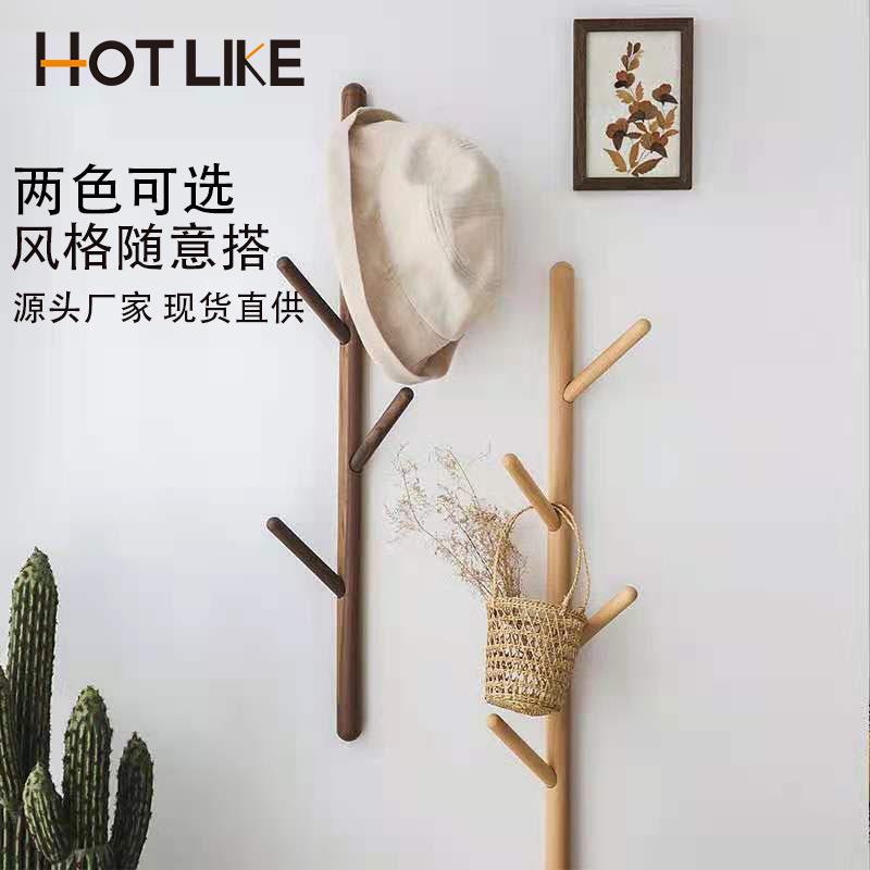 9C黑胡桃木壁挂树枝玄关门后挂衣架卧室挂衣钩墙壁衣服架排钩免打