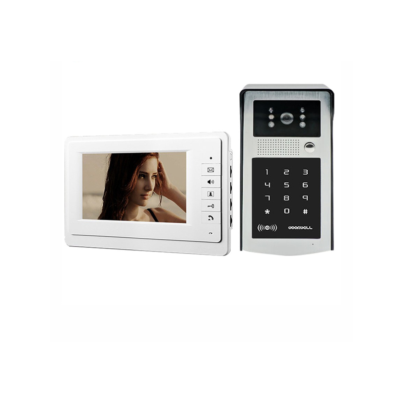 指纹可视密码门禁刷卡对讲门铃家用高清有线别墅视频可视对讲门禁