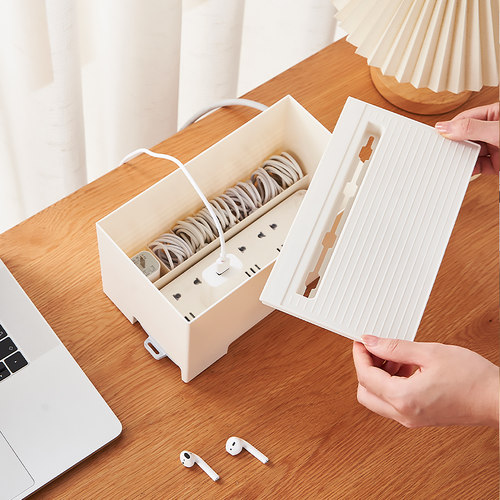 电源线电线收纳盒延长线插排桌面遮挡神器数据线集理线盒插座理线