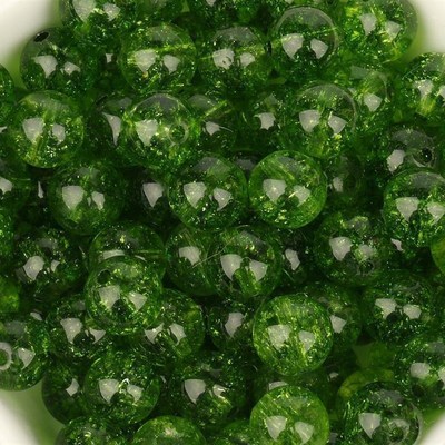 跨境绿色爆花晶散珠圆珠子半成品diy饰品配件手链串珠