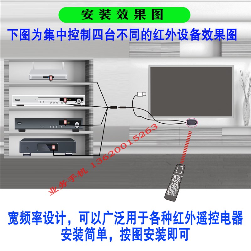 红外遥控转发器 机顶盒共享遥控器延长线 红外IR接收器 集中控制