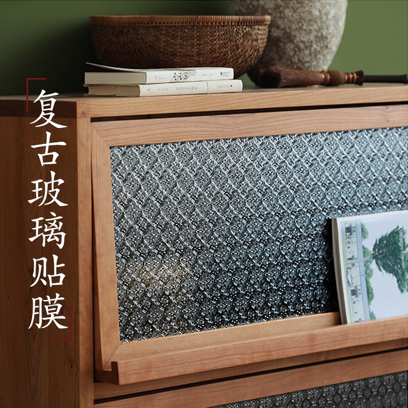 海棠花玻璃贴纸中式复古国潮风隔断装饰窗户贴膜透光不透明防走光