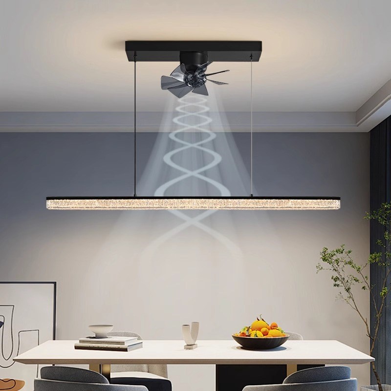 意式极简长条风扇吊灯现代简约轻奢高级感创意护眼吧台餐桌风扇灯